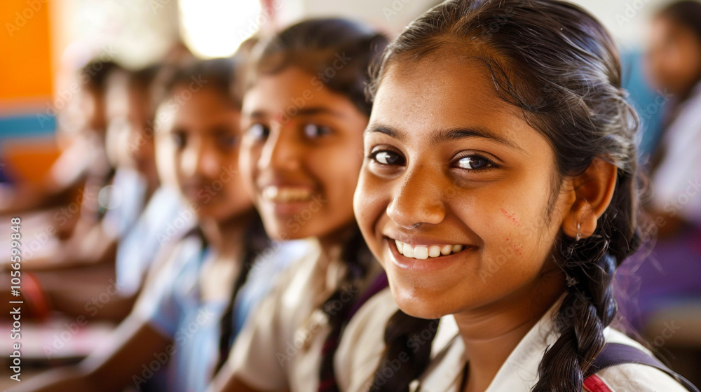 Obraz premium Lively, smiling middle school students..