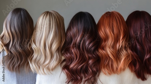 Variety of hair colors for women in barber shops showcasing shades of brown ranging from blonde to deep brunette