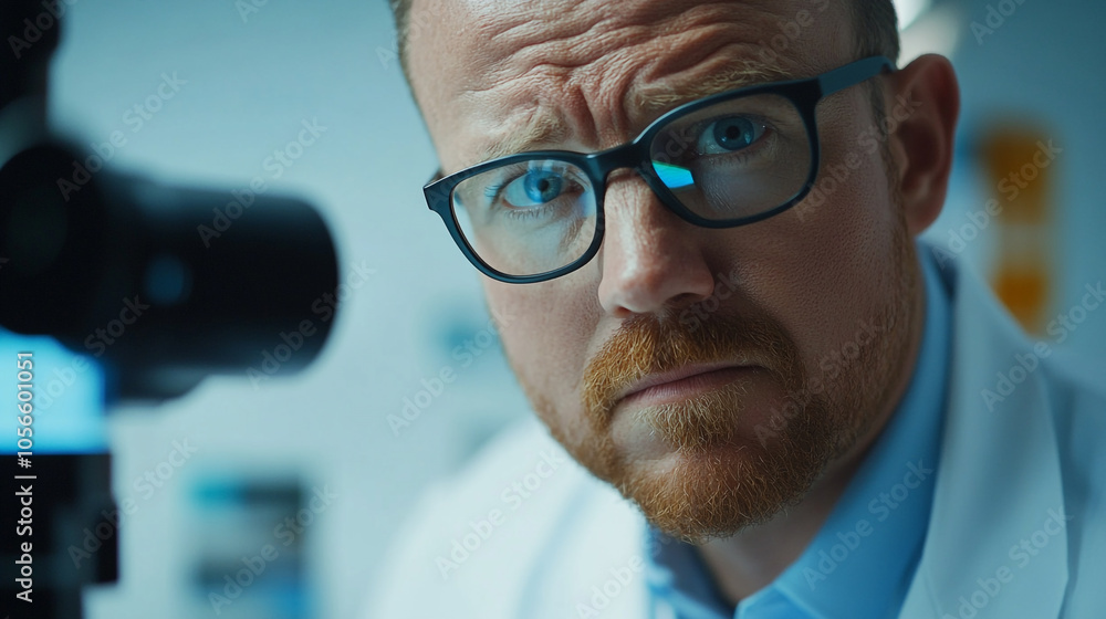 Scientist examining specimen under microscope in laboratory setting during daytime work hours Scientist examining specimen under microscope in laboratory setting during daytime work hours