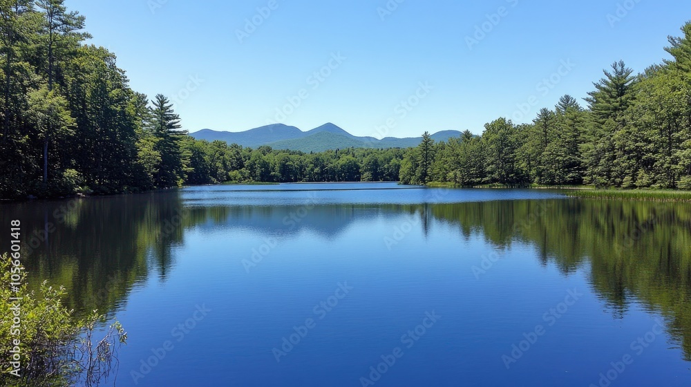 Obraz premium Serene Lake with Mountains and Reflection in Nature