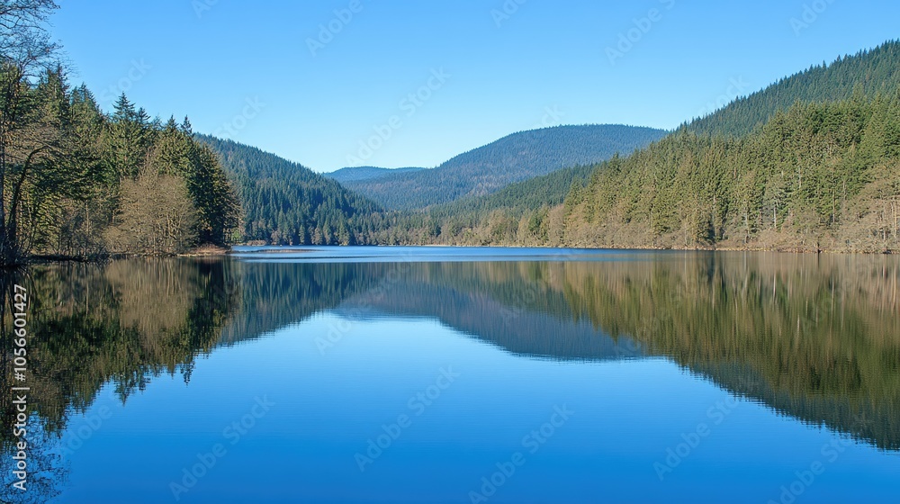 Tranquil Lake Surrounded by Lush Greenery Tranquil Lake Surrounded by Lush Greenery