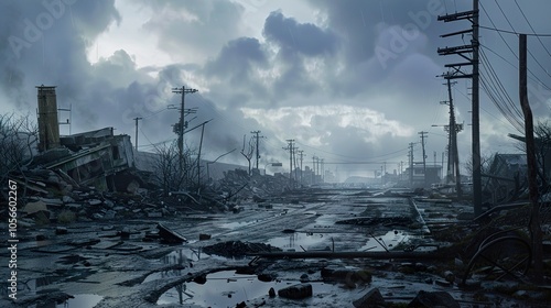 Wallpaper Mural Desolate Cityscape: A Post-Apocalyptic Landscape Torontodigital.ca