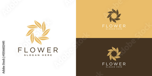 Flower leaf luxury logo with business card design