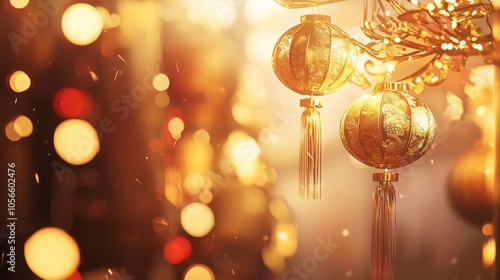 Wallpaper Mural A warm, golden ambiance filled with glowing ornaments and soft bokeh lights, evoking a festive and magical atmosphere. Torontodigital.ca