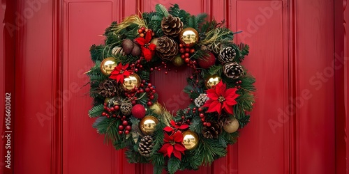 Simple and elegant Christmas wreath with elegant touches.