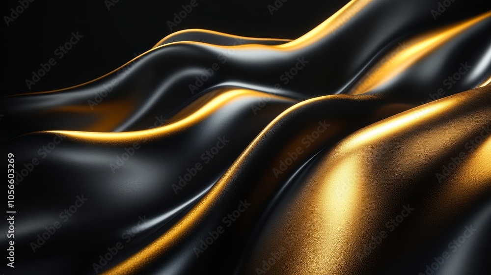Luxurious gold waves on a black background for premium banners and wallpapers. Luxurious gold waves on a black background for premium banners and wallpapers.