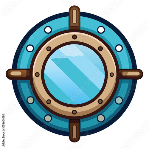 Boat ship porthole isolated on white background.