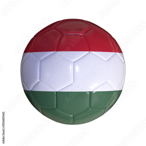 Flag of Hungary on a Soccer Ball with a White Background