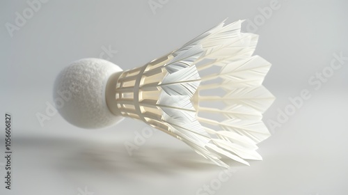 Closeup of a white shuttlecock on a badmintonracket photo