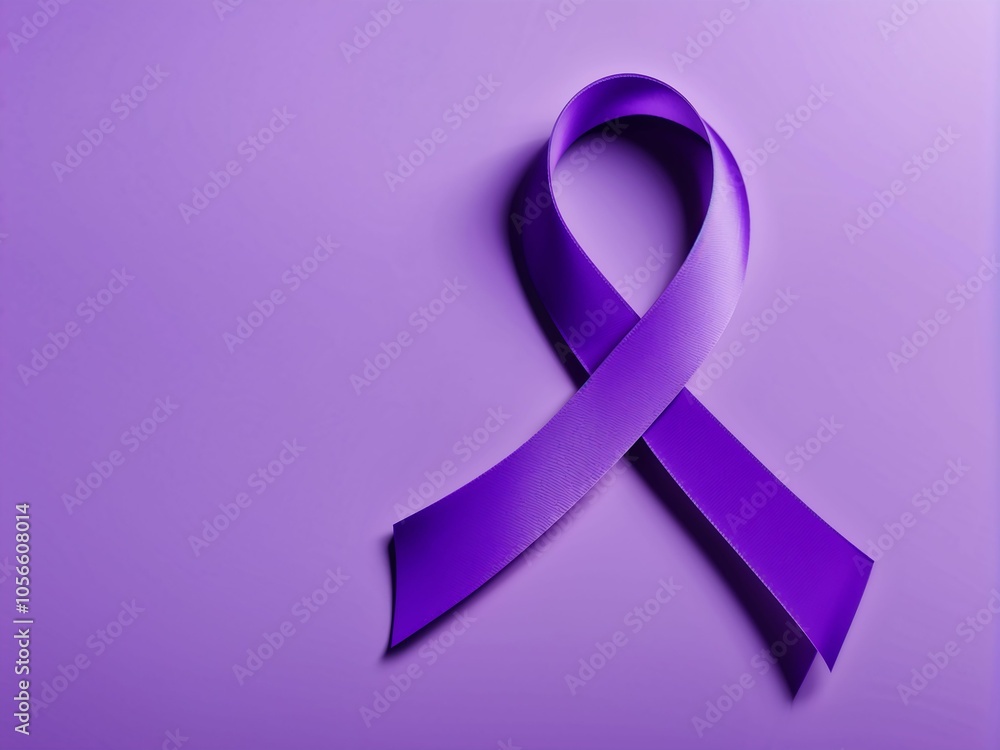 International Epilepsy Day. Purple ribbon on purple background ...