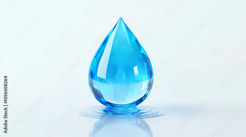 Illustration of a single blue water droplet with reflections and a ripple effect at the base, symbolizing purity and simplicity. Water Droplet Effect. Illustration Illustration of a single blue water droplet with reflections and a ripple effect at the base, symbolizing purity and simplicity. Water Droplet Effect. Illustration