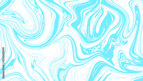 Beautiful abstract wallpaper. Marble texture. Unusual art technique. Blue background, white waves. Creative artwork.