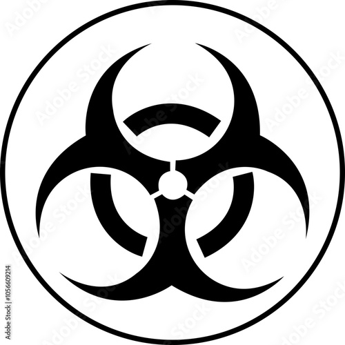 Biohazard flat icon. Warning sign for hazardous material, safety precaution. Risk of radioactivity, nuclear and toxic sign. Chemical warning triangular vector isolated on transparent background.