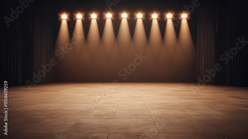 Wallpaper Mural Empty stage with dramatic lighting and shadow for performances, showcases, or presentations in a theater setting. Torontodigital.ca