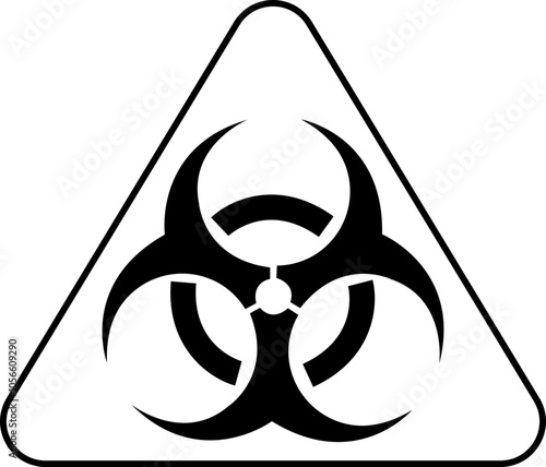 Biohazard flat icon. Warning sign for hazardous material, safety precaution. Risk of radioactivity, nuclear and toxic sign. Chemical warning triangular vector isolated on transparent background.