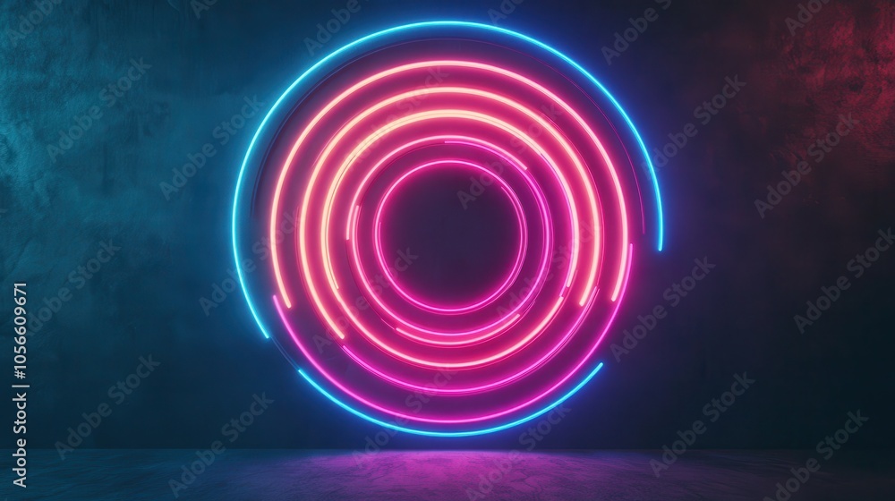 Vibrant neon circles in blue and pink glowing against a textured background, creating a futuristic and stylish ambiance. Vibrant neon circles in blue and pink glowing against a textured background, creating a futuristic and stylish ambiance.
