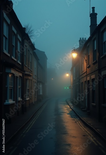 Chilling Atmosphere of Foggy Streets: A Thriller Mood in Northern England