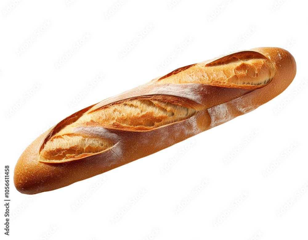 Freshly baked baguette on a white isolated background. Freshly baked baguette on a white isolated background.