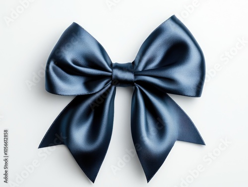 Blue Ribbon Bow on White Background, Great for Crafts and Gift Giving