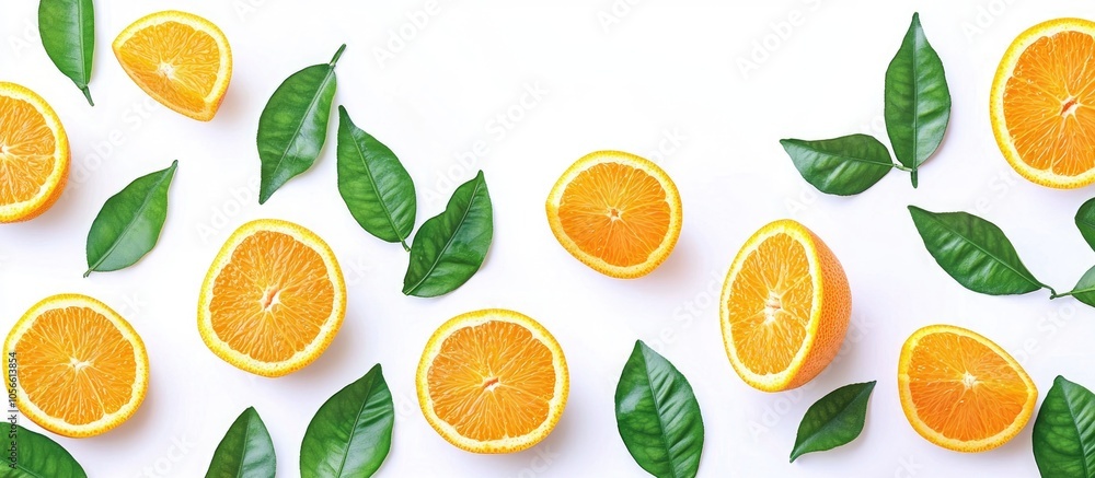 High Vitamin C Juicy And Sweet Fresh Orange Fruit With Green Leaves On White Background High Vitamin C Juicy And Sweet Fresh Orange Fruit With Green Leaves On White Background