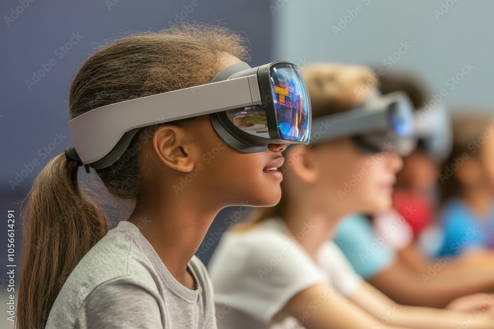 Children Engaged in Virtual Reality Experience at Educational Setting Children Engaged in Virtual Reality Experience at Educational Setting