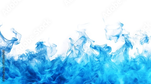 Blue flames against a white background