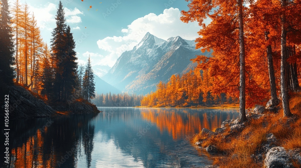 Naklejka premium Stunning fall scenery in the mountains