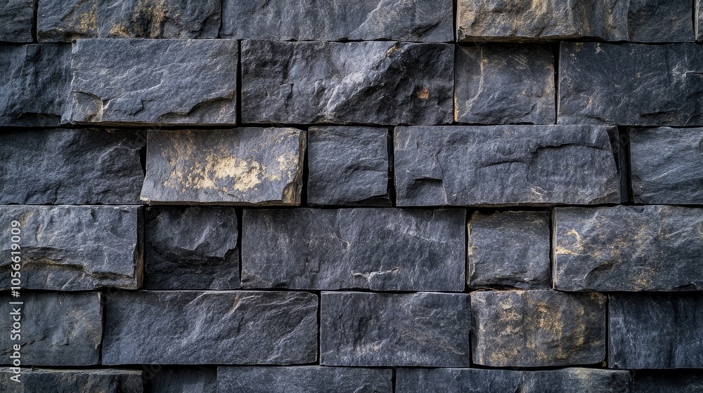 Detailed view of a textured black stone block wall Detailed view of a textured black stone block wall