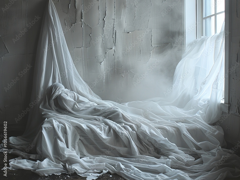 Ethereal Drapery in a Foggy Room: A Surreal Still Life Ethereal Drapery in a Foggy Room: A Surreal Still Life
