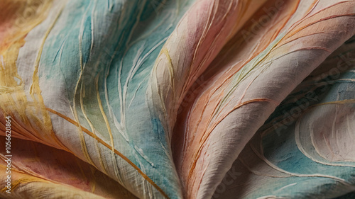 fabric painting, soft watercolor-like strokes on fabric texture