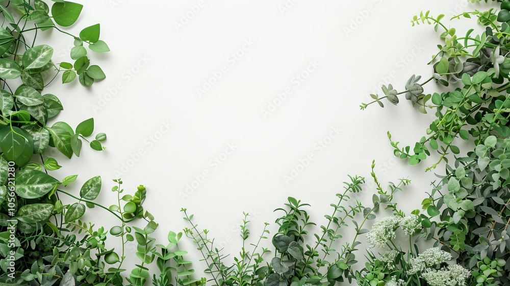 Minimalist greenery arrangement featuring a clear area for text Minimalist greenery arrangement featuring a clear area for text