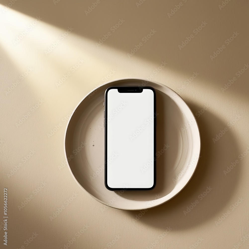 Minimalist Smartphone on a Matte Ceramic Plate Minimalist Smartphone on a Matte Ceramic Plate