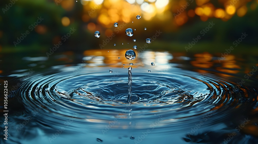 Water Droplet Splash in Blue Water - Photo Water Droplet Splash in Blue Water - Photo