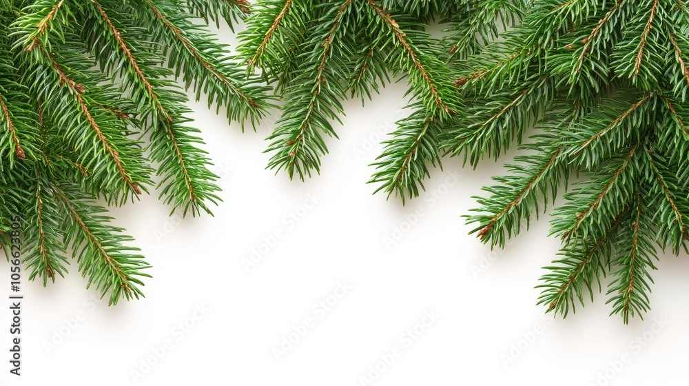 Fir branches on a white background Fir branches on a white background