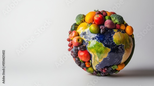 World food day concept with Globe and Various vegetables,world vegetable day,vegetable on the world,fresh different vegetable,vegan day,world food day,copy space. photo