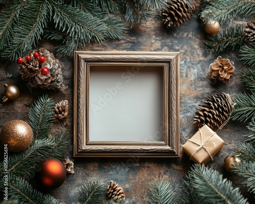 Elegant Frame Surrounded by Holiday Decor Accents