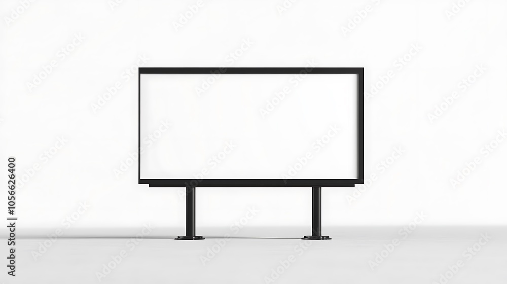 A large blank billboard standing on white surface. A large blank billboard standing on white surface.