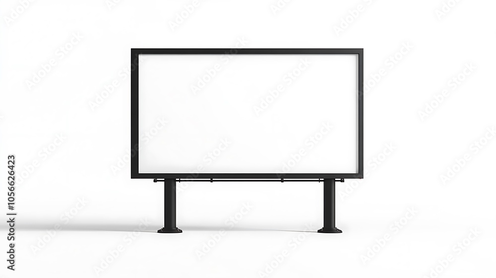 Naklejka premium A large blank billboard standing on white surface.