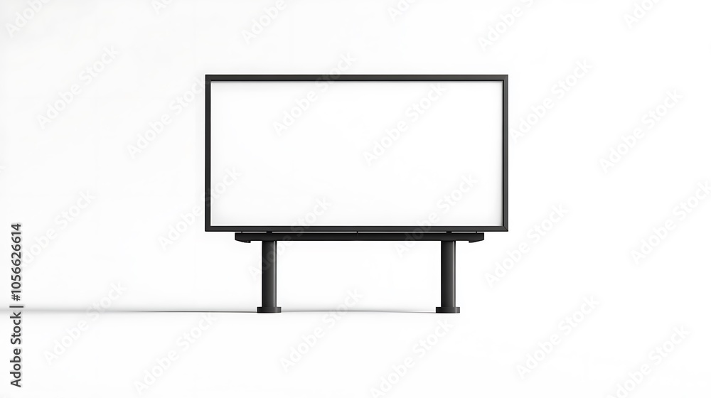 Large blank billboard on a city street in front of blur city Large blank billboard on a city street in front of blur city