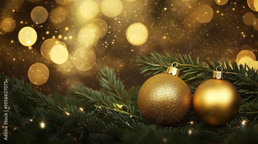 Elegant Gold Ornaments on a Festive Background Elegant Gold Ornaments on a Festive Background