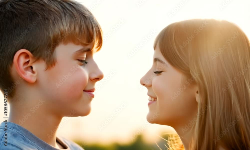 Boy wants to kiss girl's cheek. Generative AI Boy wants to kiss girl's cheek. Generative AI