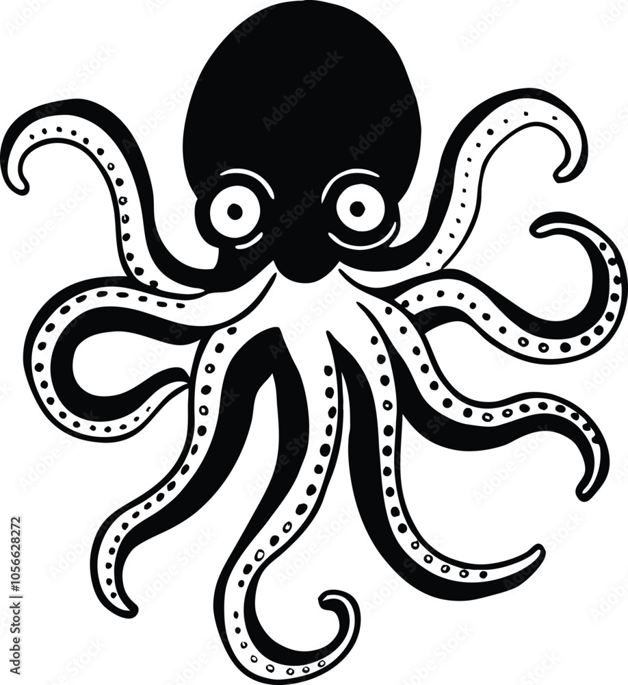 Octopus vector illustration black and white Octopus vector illustration black and white