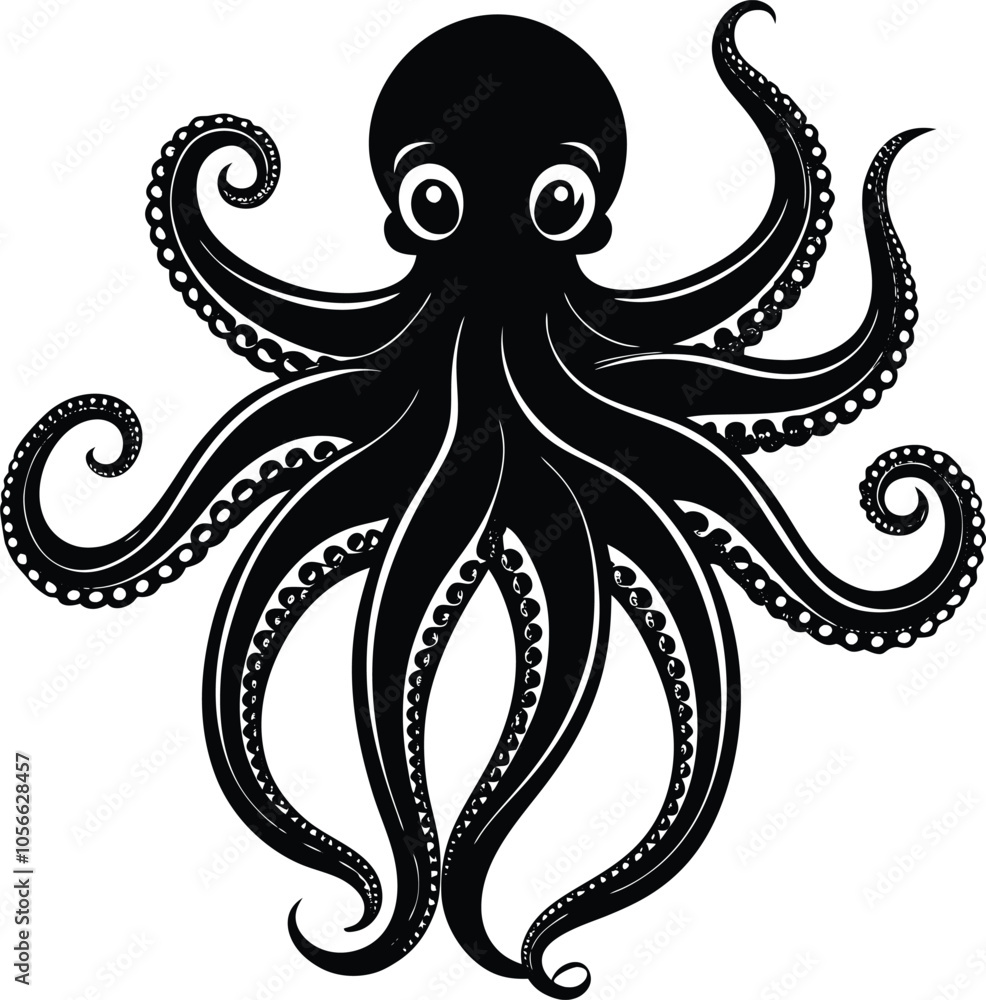 Octopus vector illustration black and white Octopus vector illustration black and white