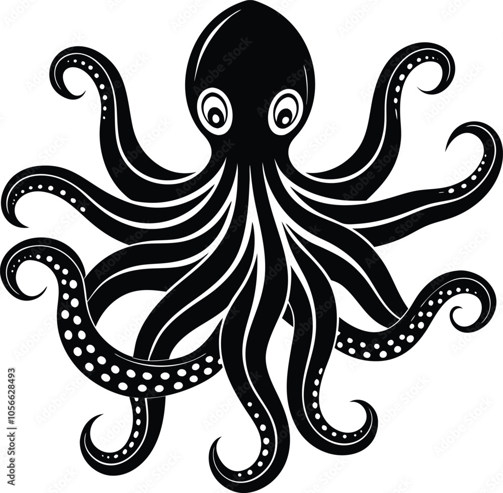 Octopus vector illustration black and white Octopus vector illustration black and white