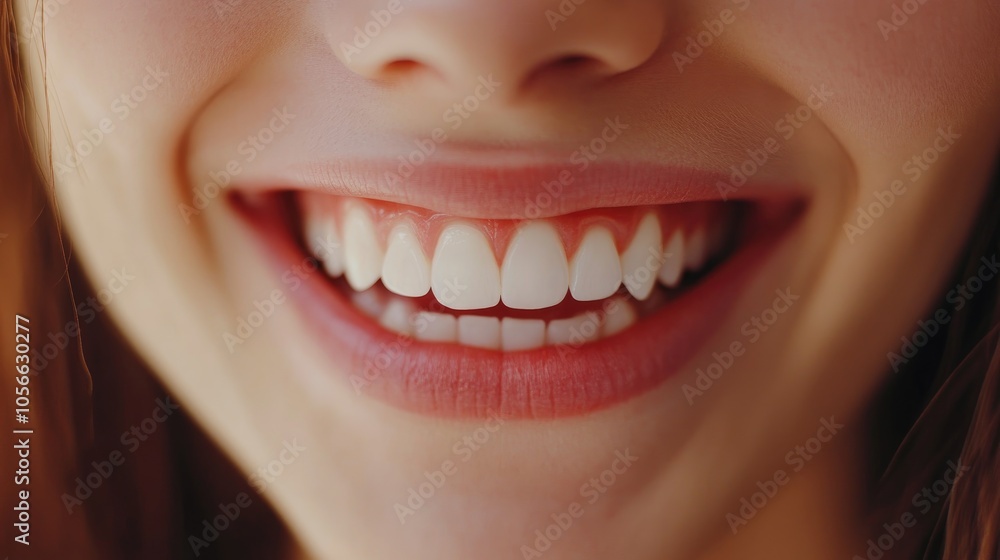Fototapeta premium Radiant smile showcasing pristine white teeth and healthy lips in close up