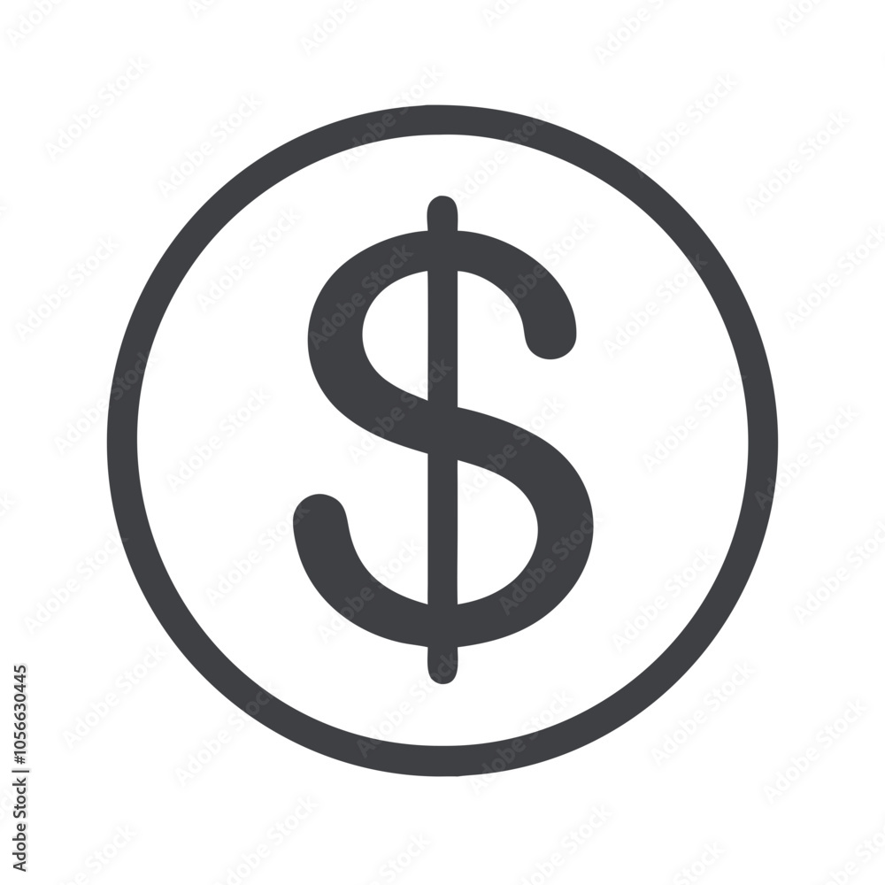 Dollar symbol icon inside a circle in black and white
Dollar symbol icon inside a circle in black and white