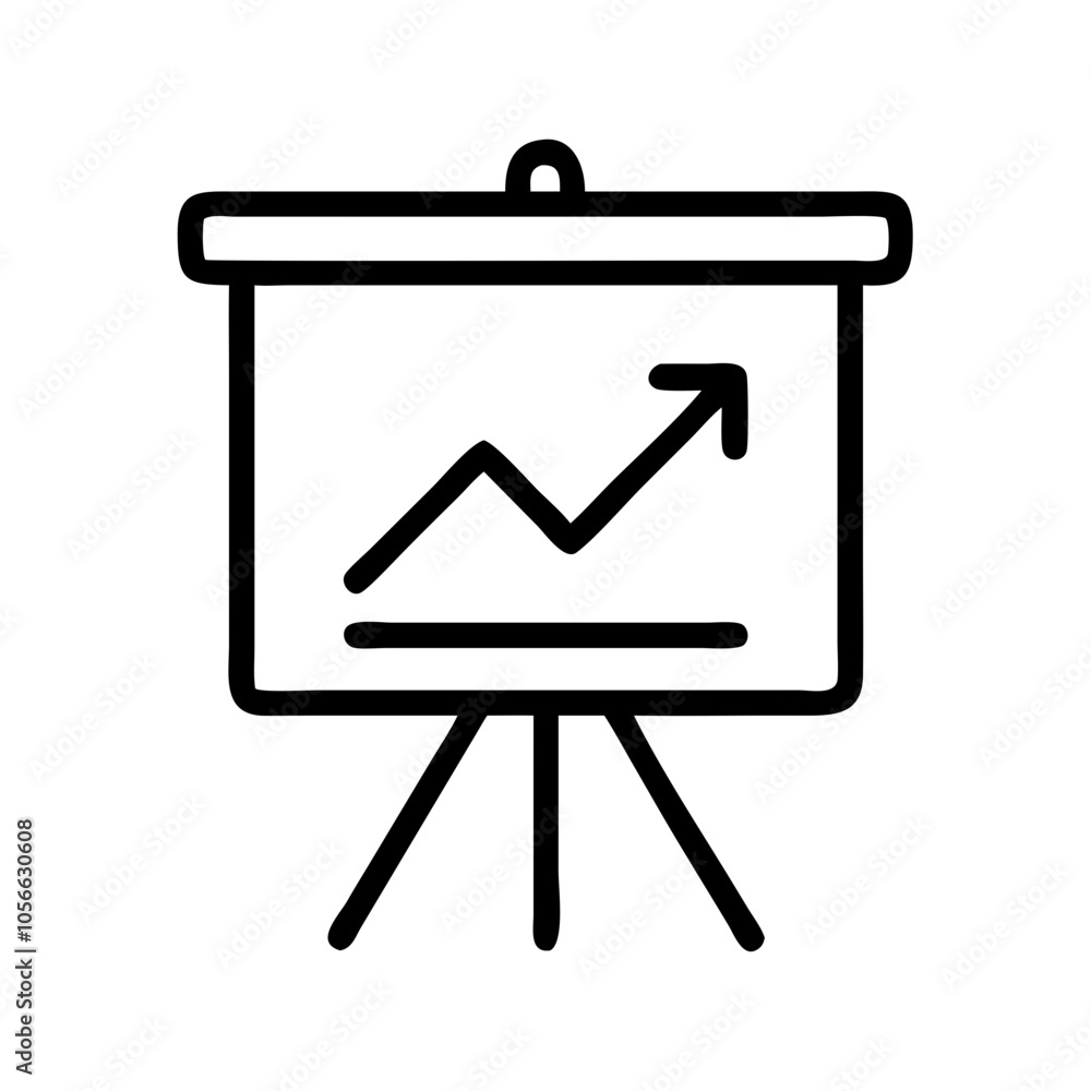 Presentation board icon with upward trend line Presentation board icon with upward trend line