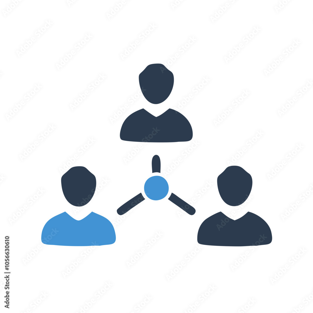 Team network icon with three connected people Team network icon with three connected people