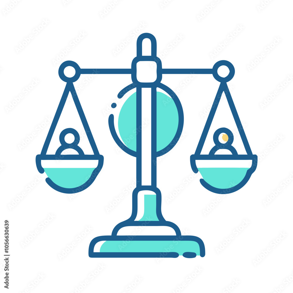 Scale of justice icon with people on both sides Scale of justice icon with people on both sides