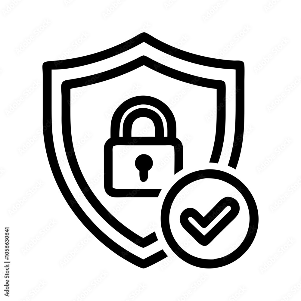 Security icon with shield, lock, and check mark Security icon with shield, lock, and check mark